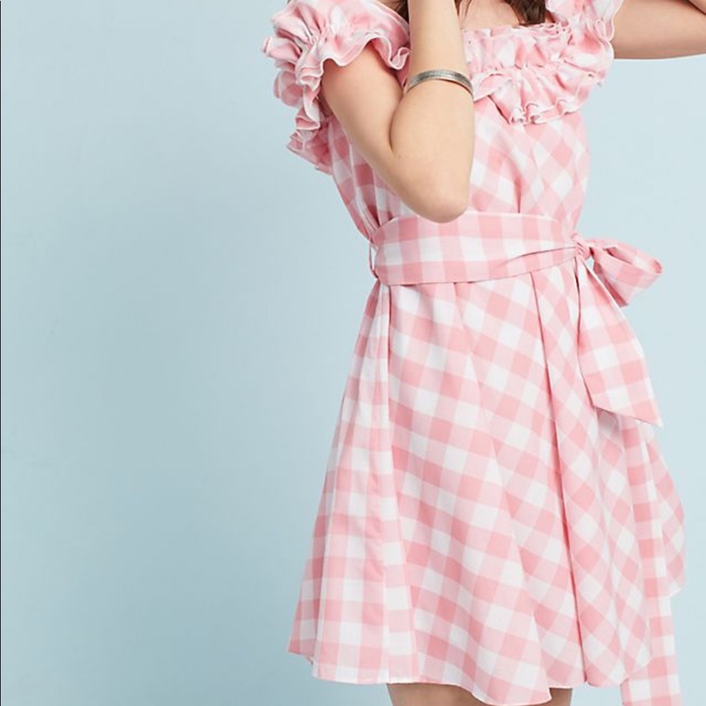 Anthropologie Steele Pink Gingham Dress - Picture 2 of 10